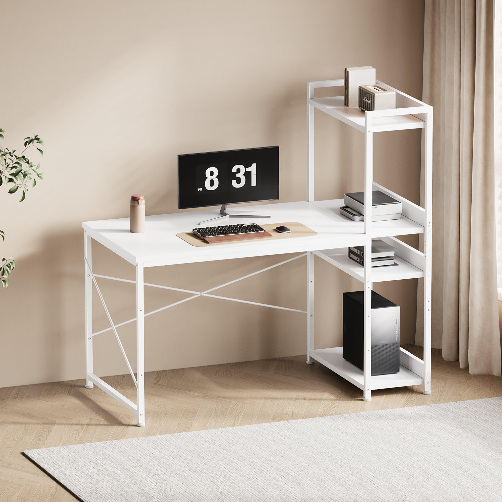 Amazon | YeTom パソコンデスク 机 pcデスク 右棚左棚 幅100cm ラック